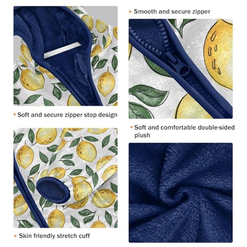 Lemon Toddler Fleece Jacket Baby Boys Hooded Zipper Long Sleeve Thick Warm Outerwear 3-10 Years3