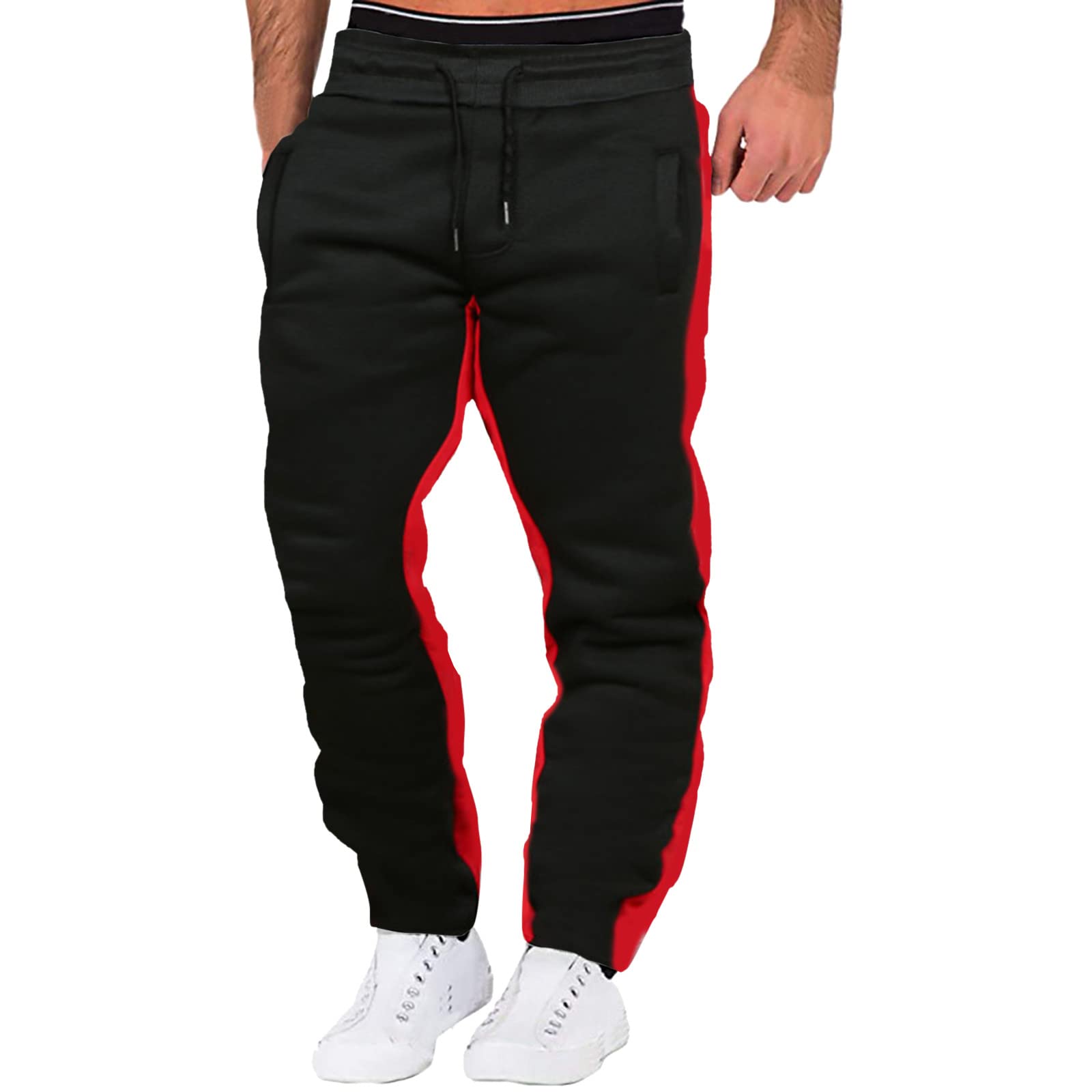 Mens Baggy Heavyweight Cargo Sweatpants Elastic Waist Drawstring Sweatpants with Pockets Drawstring Sport Trousers