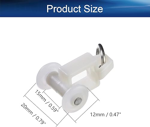 Miniatura 3 de Heyiarbeit Rodillos de cortina de plástico con dos ruedas, riel deslizante deslizante para ventanas, cortinas de ducha, 0.47 pulgadas de diámetro,