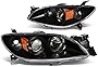 DNA Motoring HL-OH-MM304-BK-AM Black Amber Projector Headlights Replacement For 04-09 3 4-Door Sedan