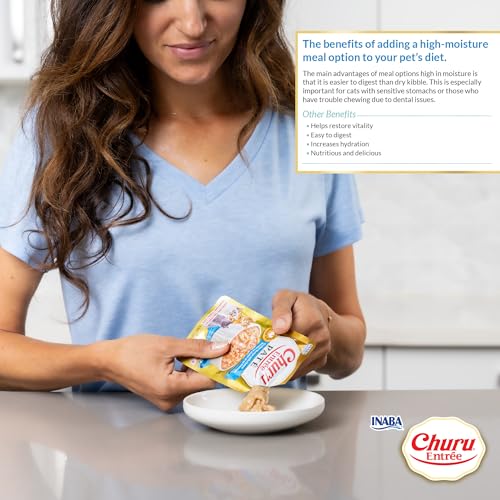 Image of INABA Churu Entree Pate for Cats, Grain-Free, High Moisture, Prebiotic Wet Cat Food, 1.76oz. per Pouch, 6 Pouches, Chicken with Tuna Recipe