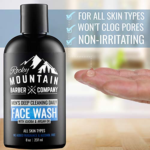 Gentle Face Wash - Unscented Formula With Jojoba Oil, Argan Oil, Chamomile Floral Water And Aloe Vera – 8Oz By Rocky Mountain Barber Company #TOP5