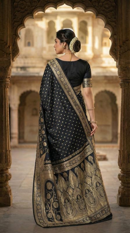 Image of C J Enterprise Women's Pure Soft Silk Saree With Blouse Piece For Wedding (Jiya)