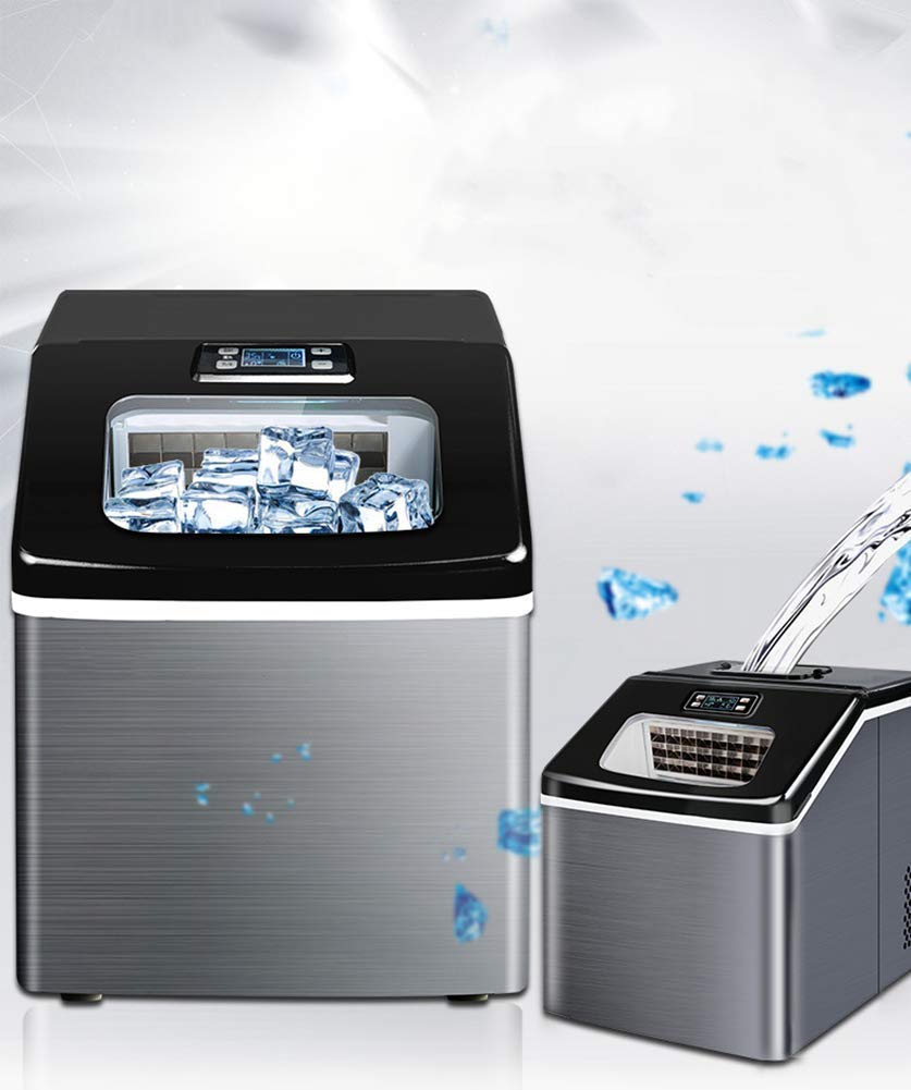 Countertop Ice Machine, 25 Kg Ice Cubes/24 H Portable Ice Cubes Maker 12 20 Min Automatic Cleaning Kitchen Home Bars Milk Tea Shop ()