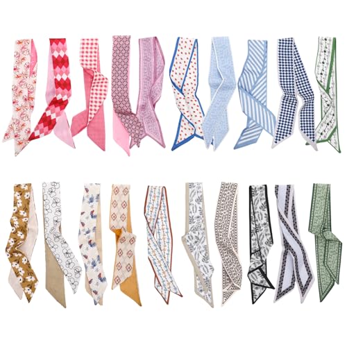 Zhamate 20Pcs Fashion Scarves for Women Multifunctional Purse Scarf Boho Neck Scarves for Headband Bag Hair Accessories Romantic Print