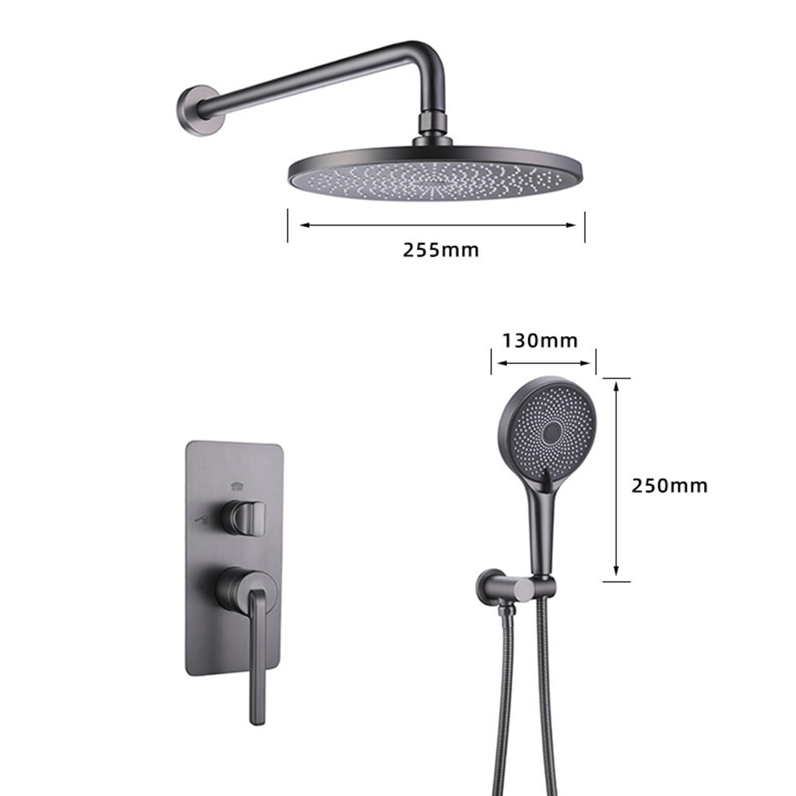 BiaoTeng Unterputz Duschgarnitur Set – 2-Funktionen Regendusche & Handbrause, Wandmontage, Antik Look, Messingkörper