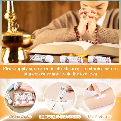 Image of 24 Pcs Mini Sunscreen Bulk for Summer Party Wedding SPF 30 Water Resistant Sunscreen Lotion Bulk 1oz Travel Size for Thank You Gifts Wedding Supplies (Religious)