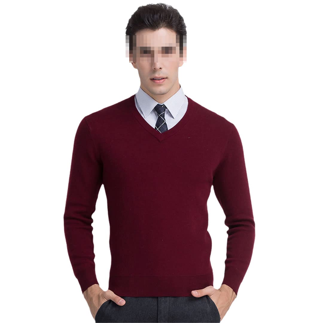Vogrtcc Suéter de negocios con cuello en V grueso para hombre Otoño e invierno suéter suelto