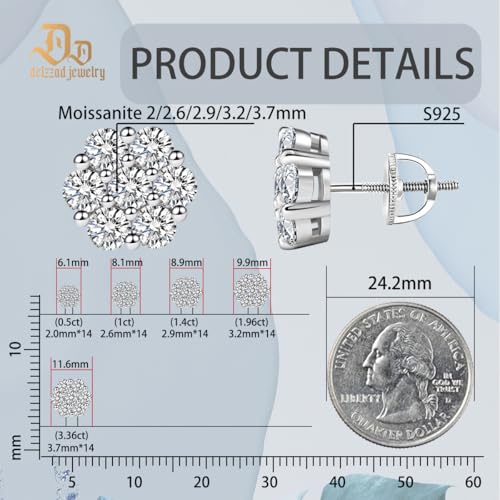 Moissanite Flower Cluster Stud Earrings, Sterling Silver S925 Moissanite Earrings for Men Women, 7-Stone Design3