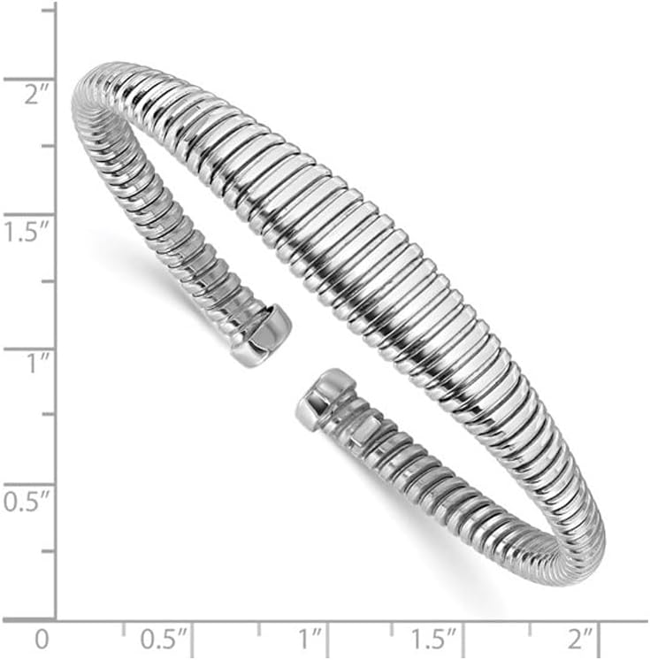 Sterling Silver Grooved Cuff Bangle Bracelet - Image 2