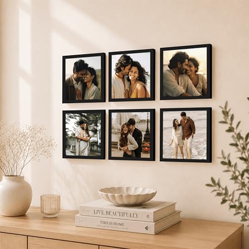Image of Art Street Decorative Premium Set of 6 Individual Wall Hanging Picture Frame for Home, Living Room, Study Room Decor & Office Decor(5 inch X 5 inch Picture Size) - Brown