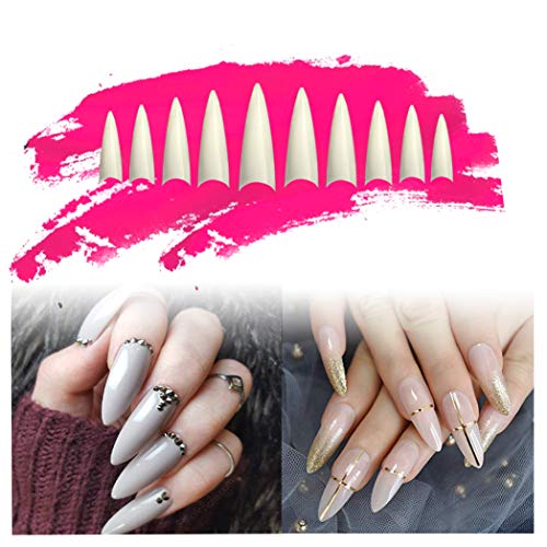 Vivace Natural Long Stiletto 500 Acrylic Fake False Nail Tips 10Sizes For Nail Salon Nail Shop (Natural Long Stiletto)