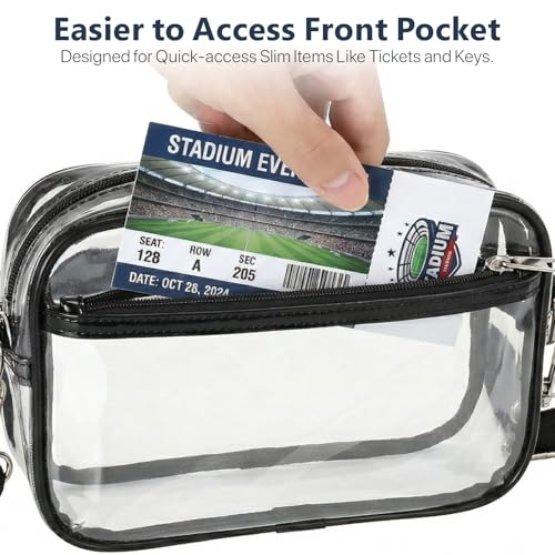 Image of PACKISM Clear Bag for Stadium Events - Small Clear Purse Crossbody Bag | Adjustable Wide Strap, 2 Easy Access Pockets, Thick 0.5mm PVC, for Sports Game Day Concerts Festival, Women Clear Stadium Bag