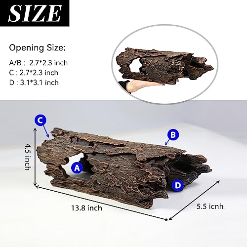 Image of Fish Tank Decorations - Large Aquarium Decorations Air Bubbler Tree Fish House for Betta Hideout Caves Buddha Decor Temple Ruins Arched Betta Fish Accessories Reptile House Shelter Decor (Wood A-L)
