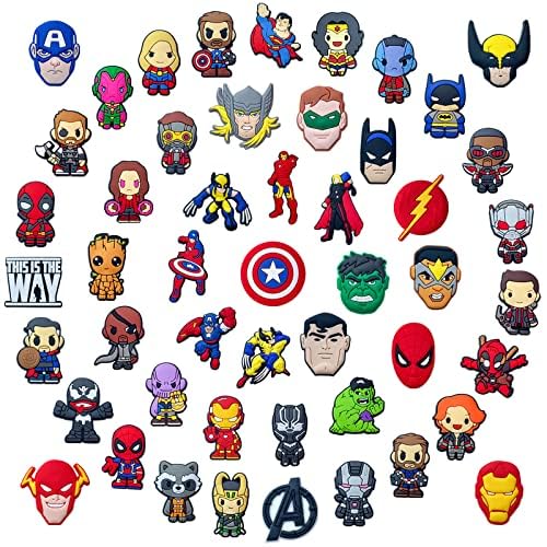 Crock Pins25,50 Pcs Superhero Crock Shoe Charms for Boys Kids, Cute Cartoon  Marvel Charms for Wristband Bracelets, Spider Man Shoe Charms for Sandals