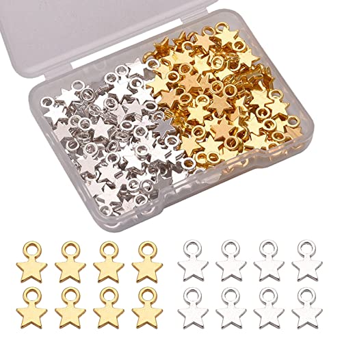 HBYMYDA 160 Piezas Dijes Estrellas,Colgantes En Forma de Estrella,Colgantes Bisutería para Pulsera Collares Pendiente Bisutería Joyería