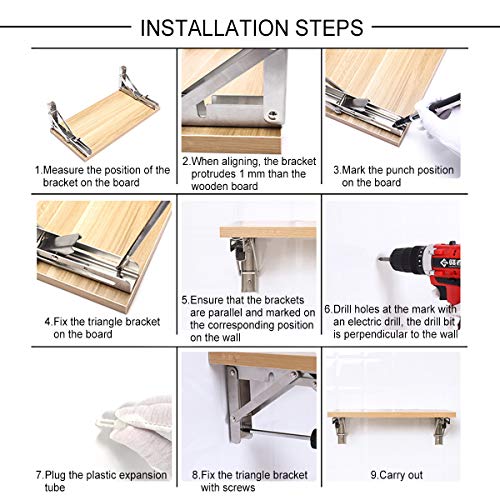 Folding Shelf Brackets, Heavy Duty Metal Triangle Shelf Bracket, DIY