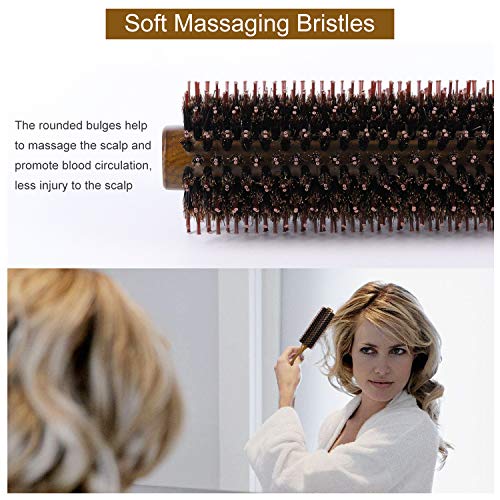 Boar Bristle Hairbrush Vista Round Hair Brush Wooden Handle Anti Static Hairbrush for Hair Styling, Drying, Curling - Image 6