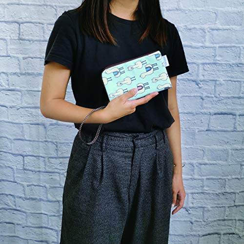 Image of Taianda Women Phone Wristlet Wallet Pouch, Dual Slots (Lama Pattern Blue)