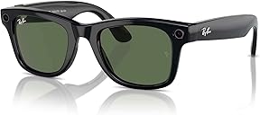 Ray-Ban Meta (Gen 1), Wayfarer, Shiny Black | Smart AI Glasses for Men, Women — 12 MP Ultra-Wide Camera, Open-Ear Speakers for Audio, Video Recording and Bluetooth — Green Lenses — Wearable Technology
