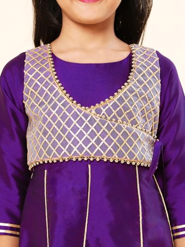Image of A.T.U.N. (ALL THINGS UBER NICE) Girls Woven Design Gota Jacket Maxi Anarkali Gown