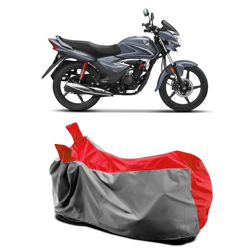 Image of DUFFEL-Two Wheeler Bike Body Cover Compatible for Shine Bs6 Bs6 Heat Protectio /UV-Rays /Birds Dropping /DustProof /Waterproof All Variants [Gray Red]
