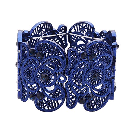 D EXCEED Womens Bohemian Lace Bracelet Vintage Filigree Cuff Bangle Bracelet Wide Stretch Rhinestone Bracelets for Ladies D EXCEED Womens Bohemian Lace Bracelet Vintage Filigree Cuff Bangle Bracelet Wide Stretch Rhinestone Bracelets for Ladies