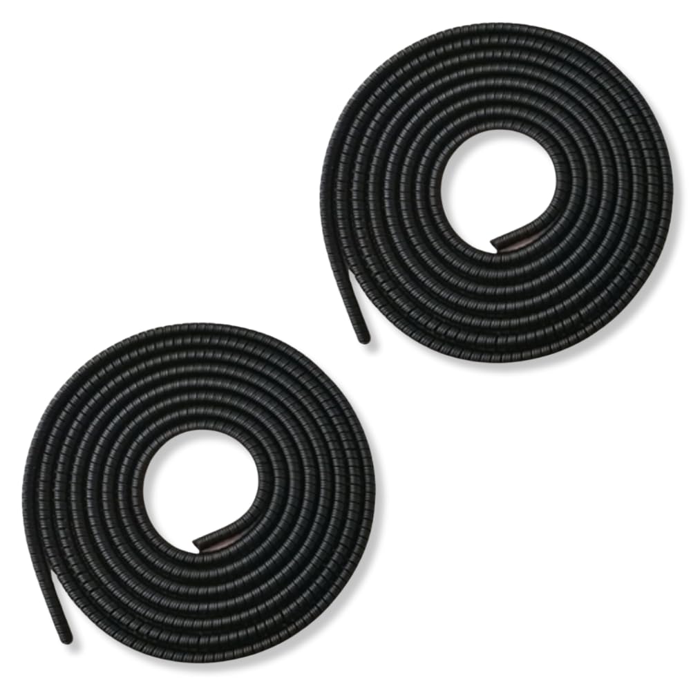 CRYSENDO Spiral Triple Colors 1.5 Meters Each-Full Size Cable Cord Protectors Winders for Mobile Phone Charging Cable Earphones (Jet Black, 2Pcs)