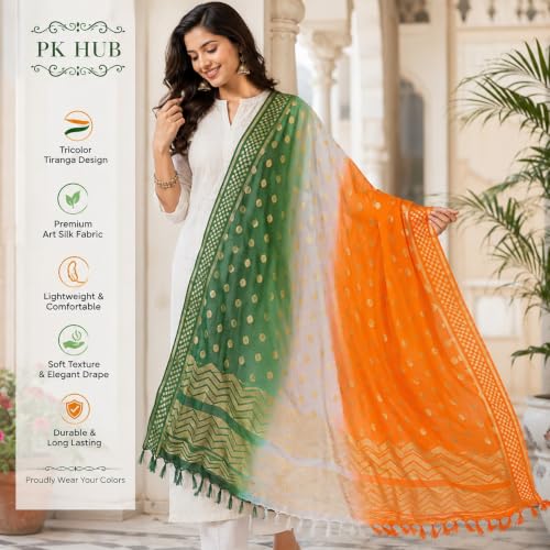 Image of PK HUB Women's Jaipuri Rajasthani Bandhani Dupatta | Art Silk Bandhej Dupatta with Gota Patti Work & Tassels (Free size)