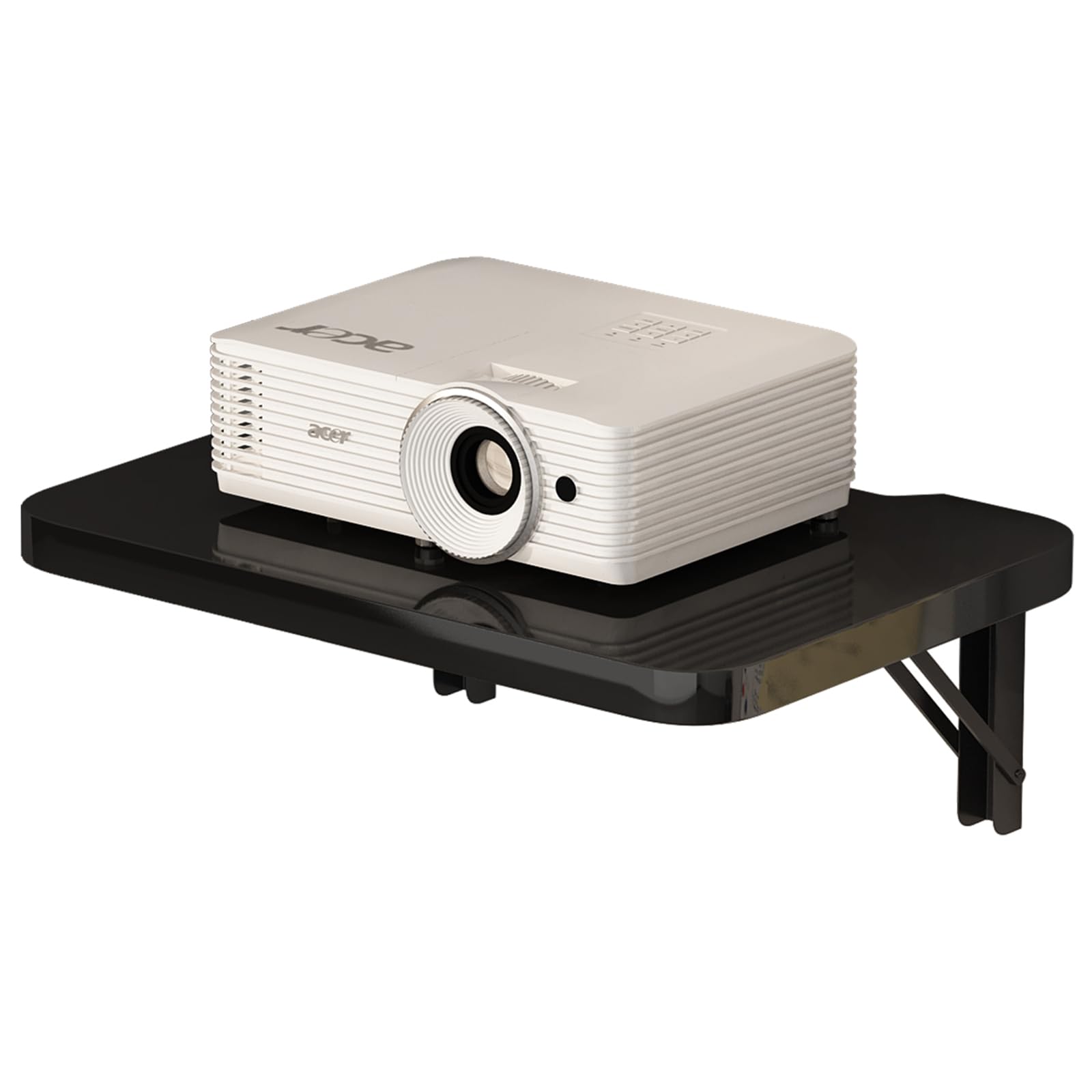 Mensola pieghevole per proiettore, mensola galleggiante per intrattenimento, mensole sospese per TV e router, mensole da parete in legno, per lettori DVD, decoder via cavo, supporta fino a 13,6 kg