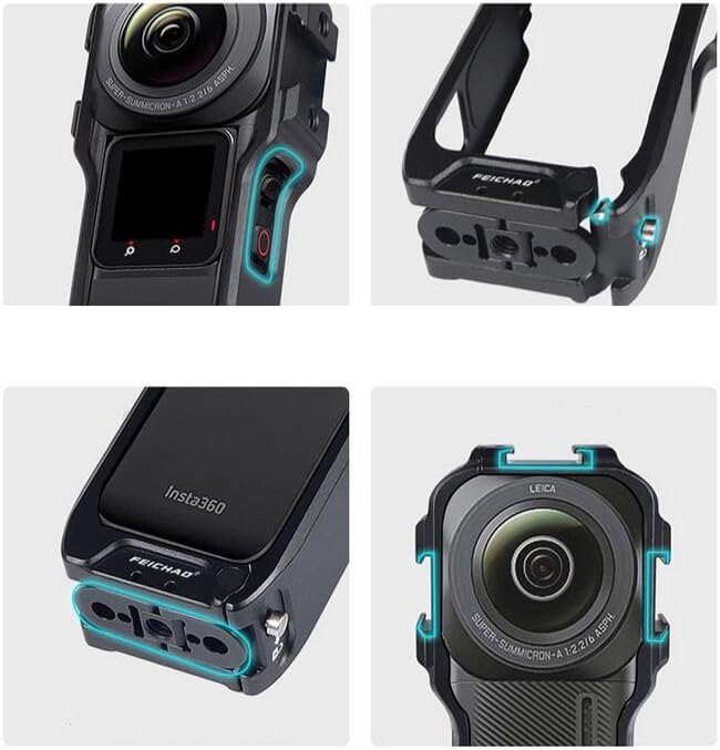 Miniatura 6 de Marco de protección extendida para cámara Insta360 ONE RS 1 pulgada 360 Edition, agujero roscado de 14 con doble soporte de zapata fría, ultraligero