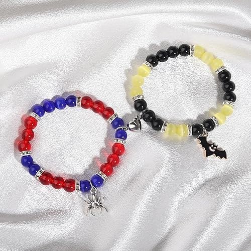 Image of ARISTAL Jewellery Spiderman Kitty Magnetic Friendship Bracelets, Couple's Bracelets, Valentine's Day Gifts for BFF, BF, GF, Women, Men, Girls, Kids