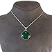 Echmeck Sterling Silver Round Green Jade 20mm Handmade Pendant Necklace 18+2 inch Silver Chain for Women