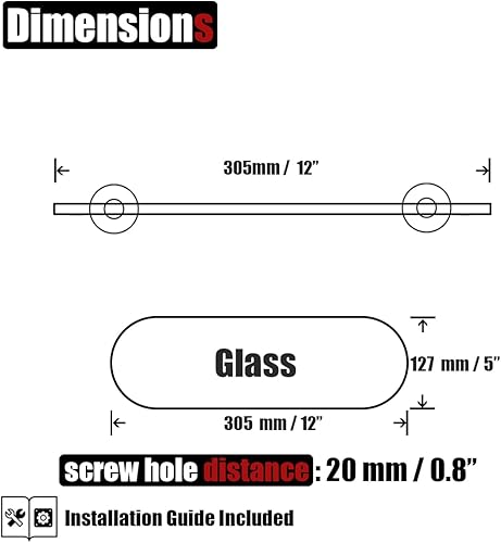 Miniatura 3 de JQK Estante de vidrio para baño dorado, almacenamiento de ducha de vidrio templado de 12 x 5 pulgadas, montaje de pared dorado cepillado de acero