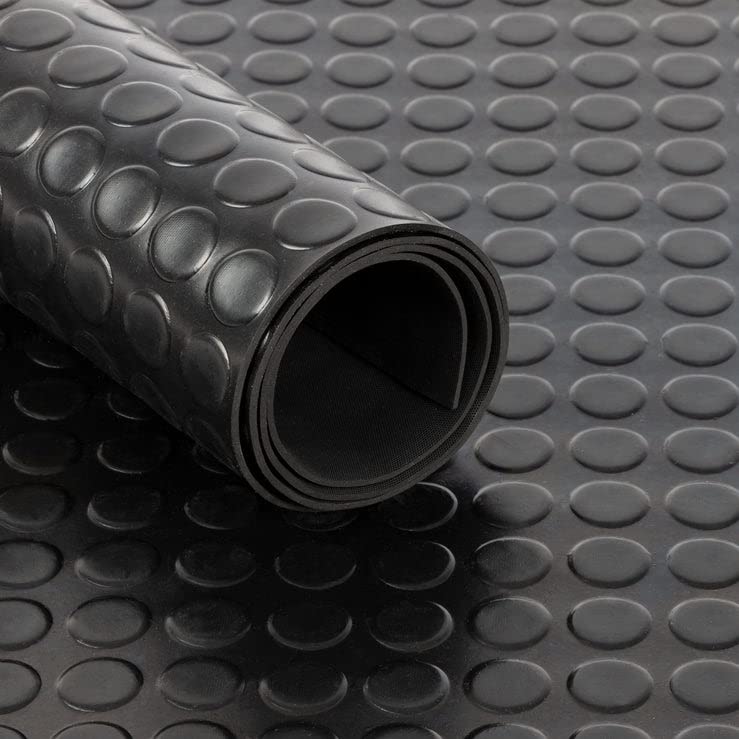 Floordirekt Mata z wypustkami, bezzapachowa mata podłogowa, wykładzina gumowa o grubości 3 mm, mata gumowa z płaskimi wypustkami, czarna (100 cm x 700 cm, czarna)