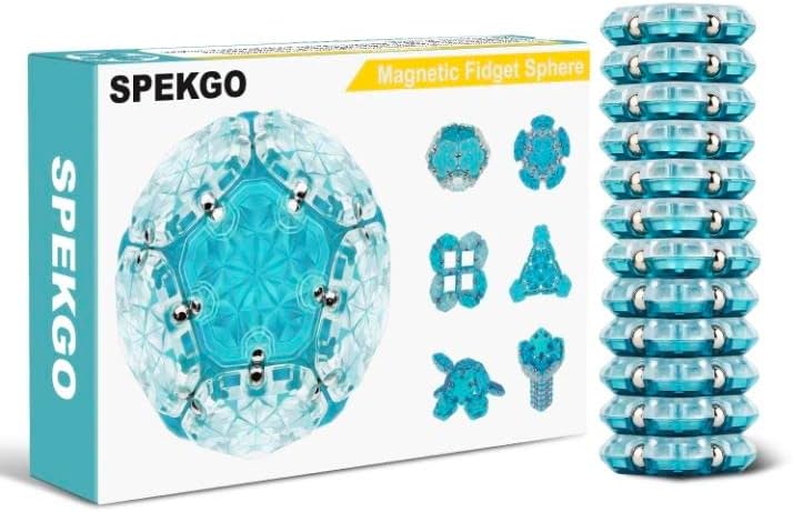 SPEKGO Juguetes magnéticos para la ansiedad, esfera magnética, 12 piezas, pentágonos magnéticos, bloques de construcción magnéticos para aliviar el