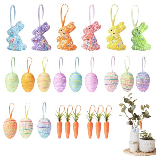 Adorno de huevo de Pascua para niños, bonita decoración para colgar, juego de decoración de Pascua de espuma, para el hogar, aula, vacaciones, festivales, fiesta, árbol, decoración de pared