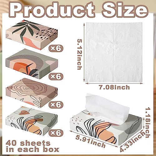 Image of Yinder 24 Packs 960 Sheets Tissue Cube Car Facial Boxes Disposable Facial Travel Tissues Holder Soft Watercolor Boxes 2 Ply 40 Sheets for Wedding Household Car Kitchen Bathroom(Elegant)
