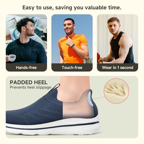 Men's Hands-Free Slip On Sneakers | Laceless Walking Shoes for Gym/Travel/Office3