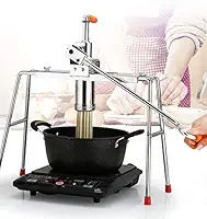 Máquina de macarrão caseira, máquina manual de espaguete de aletria de aço inoxidável com 7 moldes de macarrão para comércio doméstico.
