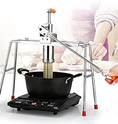 Máquina de macarrão caseira, máquina manual de espaguete de aletria de aço inoxidável com 7 moldes de macarrão para comércio doméstico.