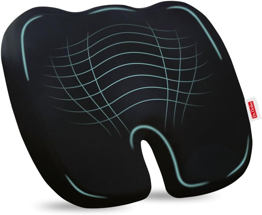 Dr. OrthoDr.Ortho Coccyx Seat Cushion for Tailbone Pain Relief, Lower Back Pain Relief, Sciatica, Orthopedic Memory Foam Chair Cushion for Sitting for Home & Office Chair (Mesh Black)