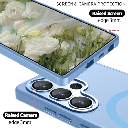 Image of Elzzi Magnetic for Samsung S25 Ultra 5g Case, Upgraded [Full Camera Protection] [Compatible with Magsafe] [Translucent Matte] Shockproof Protective Phone Case for Men & Women - Official Blue
