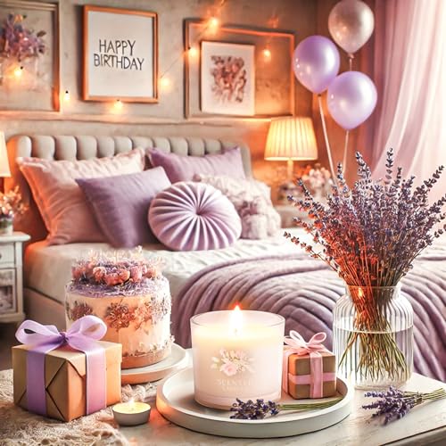 scented candles scented candle gift set for stress relief 3 votive candles for women and men birthday candle gifts for women christmas candles for women pink  purple  white 7 oz