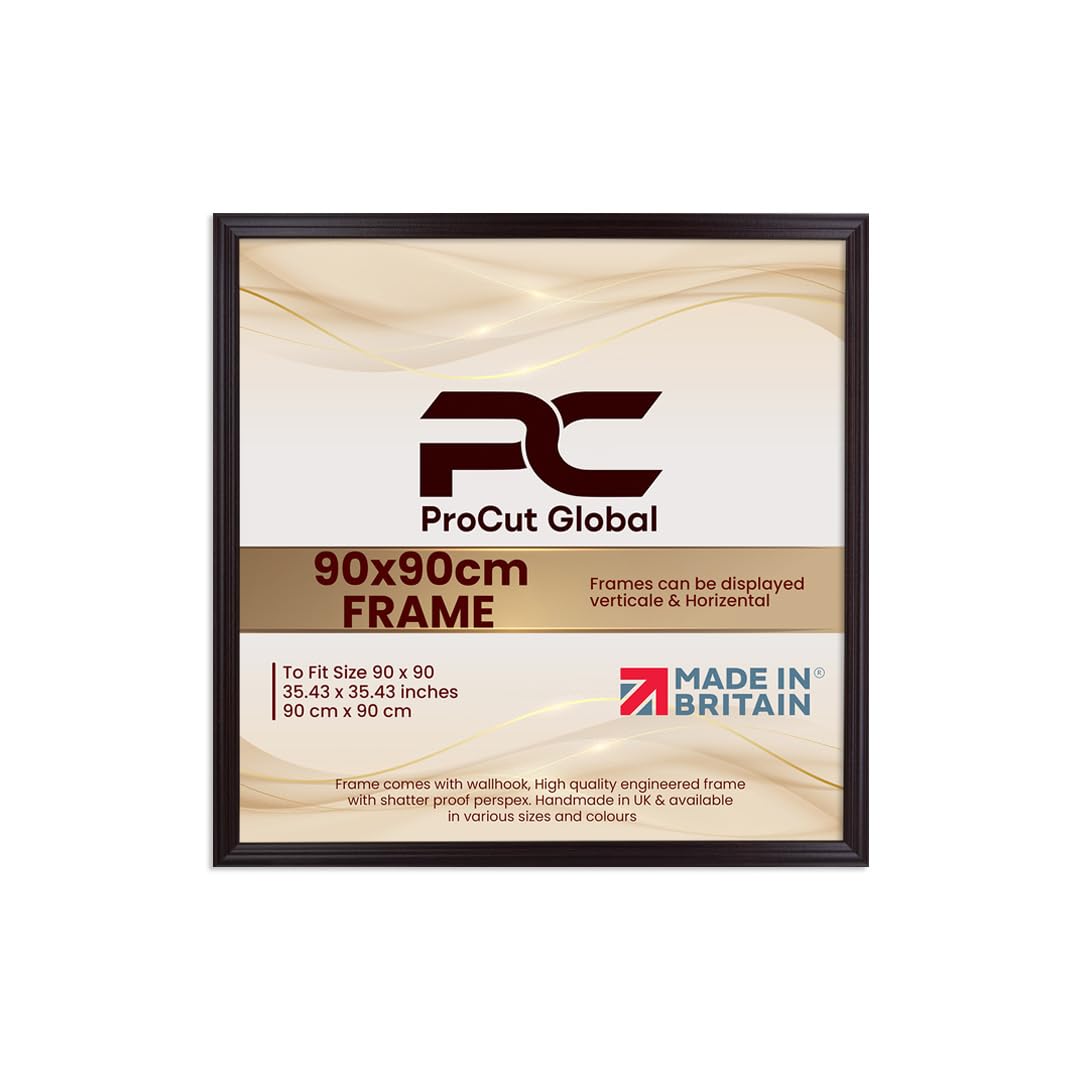 Procut Global 90x90CM Mahogany Picture Frames - Classic Wooden Photo Frame with Shatterproof Perspex for Wall or Tabletop - Perfect for Posters, Certificates & Prints - Sizes & Colors Available