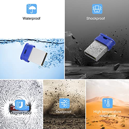 Image of 32GB Small USB Drive K&ZZ 10 Pack 32 GB Mini Thumb Drive with Lanyard 32G Low Profile USB Flash Drive Short Flash Drives for PC Laptop (32GB, Blue)