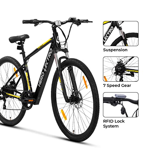 Image of Hero Lectro C6iE 700C 7S Electric Cycle - Black (No-Cost EMI Available) 18.5 Inch Frame , Ideal For: Unisex Adult, Front
