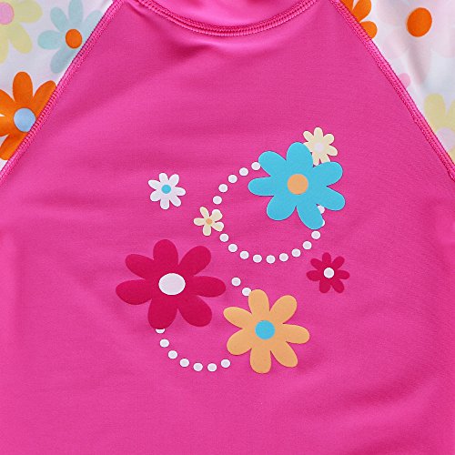 Image of Girls Two Piece Swimsuit Long Sleeve Floral Bathing Suit UPF 50+ Summer Beach Swimwear