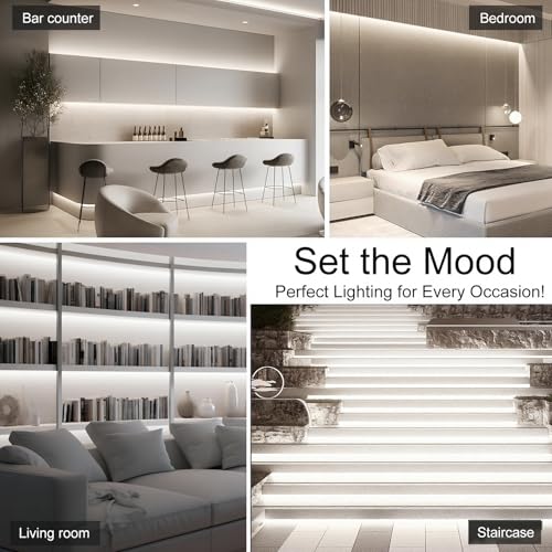 Image of ZSLAIFU COB LED Strip Light 24V, 16.4ft White LED Light Strip with Remote, High Density Flexible White Tape Lights, CRI90+ LED Lighting for Backlighting for TV, Bedroom, Cabinet, Indoor Decor