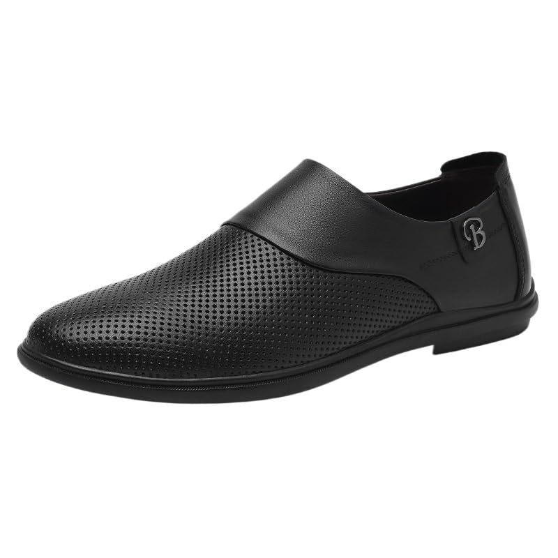 Mens Dress Formal Shoes Tuxedo Office Anti-Slip Rubber Sole Slip Resistant Block Heel Prom Wedding Plain Toe Synthetic Leather Slip On